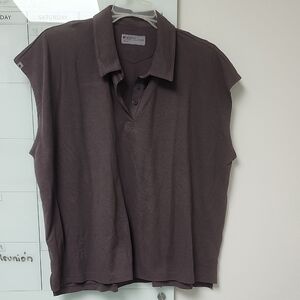 Figs Women's Dark Brown Polo Top NWOT